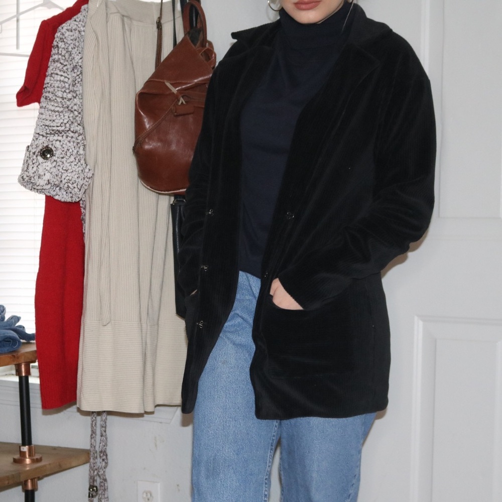 Black Corduroy Blazer Jacket
